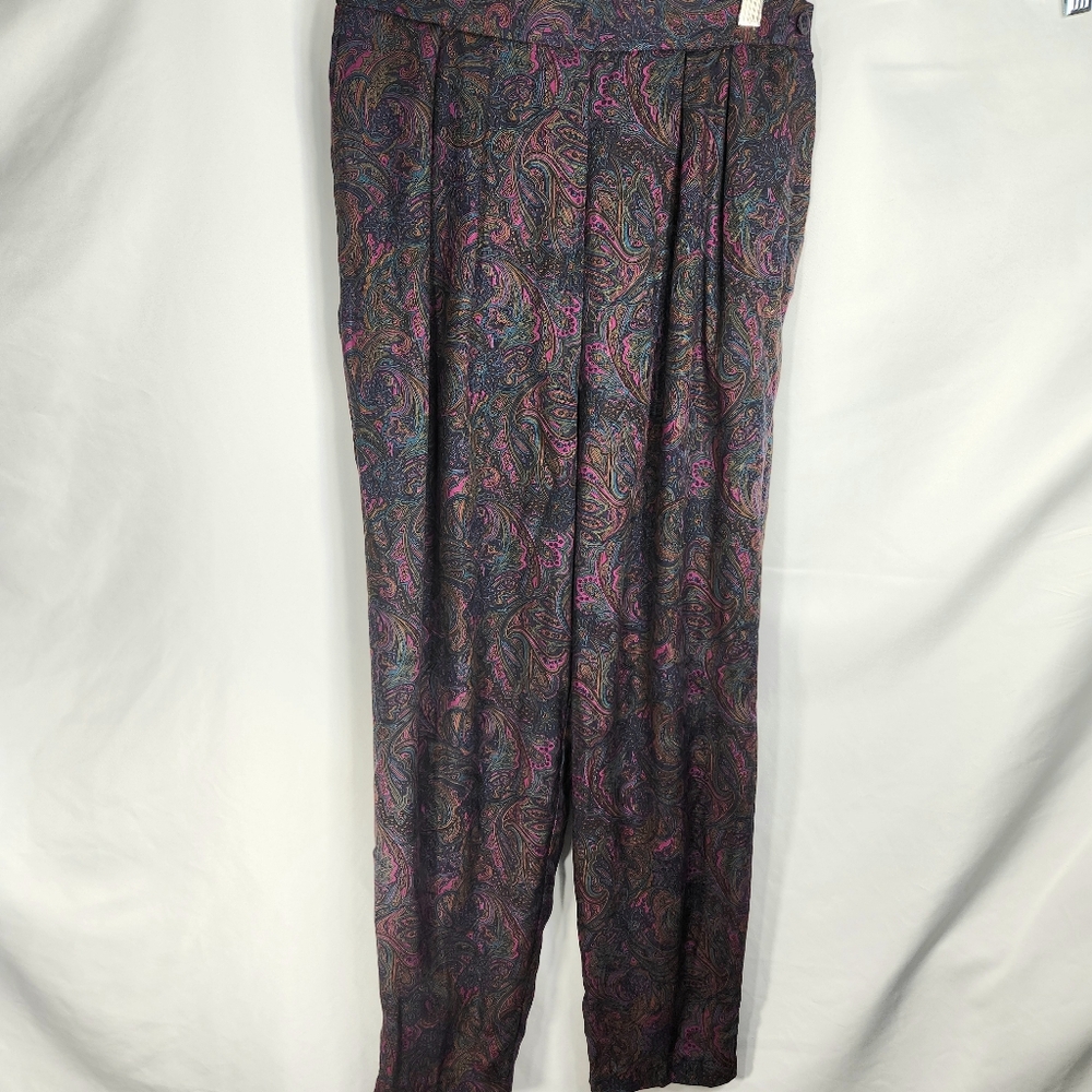 Significance Multi Colored Paisley Print Pants w/Elastic Back Waist Size 6